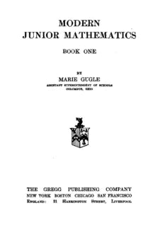 Modern Junior Mathematics, Book One