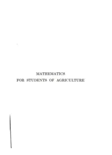 Mathematics for Students of Agriculture
