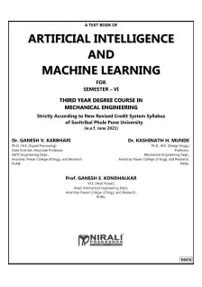 ARTIFICIAL INTELLIGENCE AND MACHINE LEARNING (Third Year (TE) Degree Mechanical Engg. Semester 6)