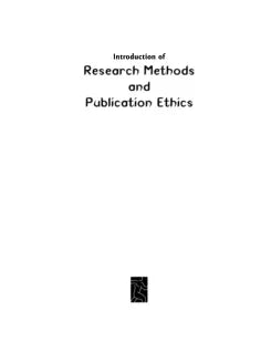 INTRODUCTION OF RESEARCH METHODS AND PUBLICATION ETHICS