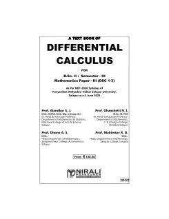 DIFFERENTIAL CALCULUS: Mathematics Paper 3 for Solapur University BSc Part 2 Semester 3 | Dr. S.J. Alandkar | Nirali Prakashan