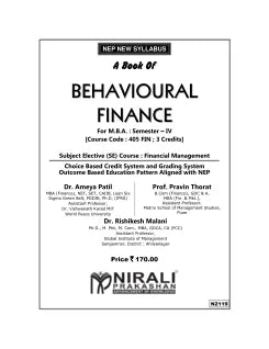 BEHAVIOURAL FINANCE for MBA Semester 4 | Dr. Ameya Patil | Nirali Prakashan