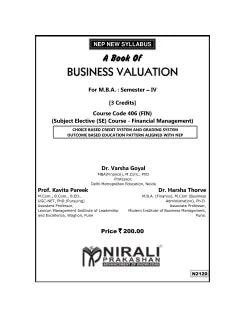 BUSINESS VALUATION for MBA Semester 4 | Dr. Varsha Goyal | Nirali Prakashan