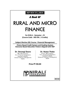 RURAL AND MICRO FINANCE for MBA Semester 4 | Dr. Devangi Deore | Nirali Prakashan
