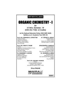 ORGANIC CHEMISTRY 1 (CHE-251-T-MJ) for SY BSc Semester 4 | Prof. Dr. Prakash K. Chhattise | Nirali Prakashan