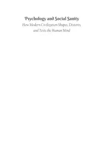 Psychology and Social Sanity