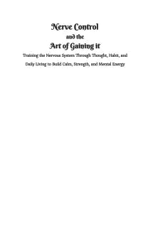 Nerve Control and the Art of Gaining It