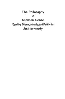 The Philosophy of Common Sense