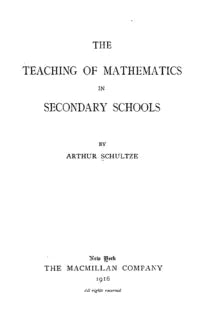 The Teaching of Mathematics in Secondary Schools