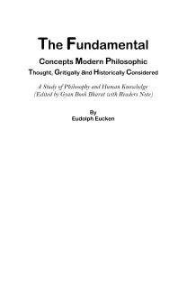 The Fundamental Concepts of Modern Philosophic Thought