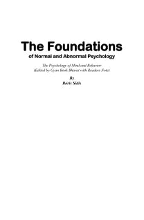 The Foundations of Normal and Abnormal Psychology