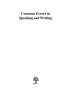 COMMON ERRORS IN SPEAKING AND WRITING