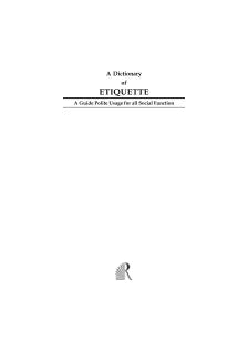 A DICTIONARY OF ETIQUETTE