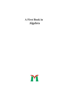 A FIRST COURSE IN ALGEBRA
