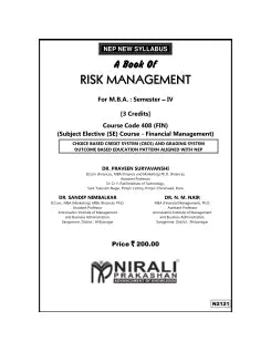 RISK MANAGEMENT for MBA Semester 4 | Dr. Praveen Suryavanshi | Nirali Prakashan