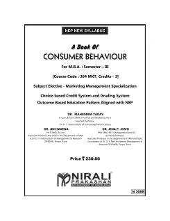 CONSUMER BEHAVIOUR for MBA Semester 3 | Dr. Mahendra Yadav, Dr. Jini Saxena, Dr. Jena P. Joshi | Nirali Prakashan