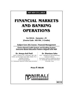 FINANCIAL MARKETS AND BANKING OPERATIONS for MBA Semester 4 | Dr. Ameya Anil Patil | Nirali Prakashan