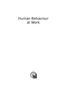 HUMAN BEHAVIOUR AT WORK