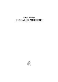 INSTANT NOTES ON RESEARCH METHODS