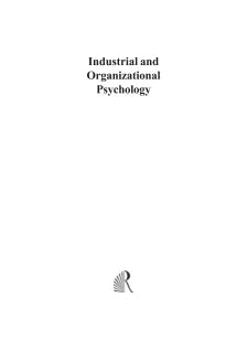 INDUSTRIAL AND ORGANIZATIONAL PSYCHOLOGY