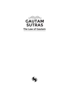 GAUTAM SUTRAS : THE LAW OF GAUTAM