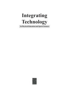 INTEGRATING TECHNOLOGY IN PHYSICAL EDUCATION AND SPORTS SCIENCES