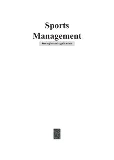 SPORTS MANAGEMENT STRATEGIES AND APPLICATION