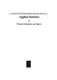APPLIED STATISTICS IN PHYSICAL EDUCATION