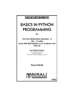BASICS IN PYTHON PROGRAMMING for MU FY BSc Semester 1 | Prof. Bhakti Velankar | Nirali Prakashan