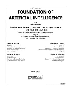 FOUNDATION OF ARTIFICIAL INTELLIGENCE for SPPU Second Year (SE) Degree in Artificial Intelligence and Machine Learning Semester 3 | Suyog S. Medhe | Nirali Prakashan