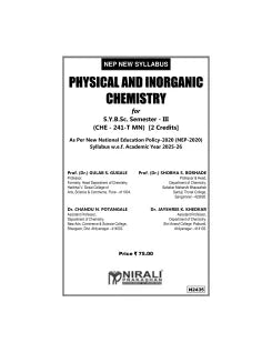 PHYSICAL AND INORGANIC CHEMISTRY for SPPU SY BSc Semester 3 | Prof. (Dr.) Gulab S. Gugale, Prof. (Dr.) Shobha S. Borhade, Dr. Chandu N. Potangale, Dr. Jayshree K. Khedkar | Nirali Prakashan