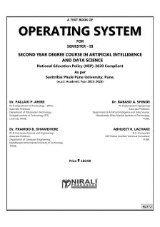 OPERATING SYSTEM for SPPU Second Year [SE] Degree in AIDS Semester 3 | Dr. Pallavi P. Ahire | Nirali Prakashan