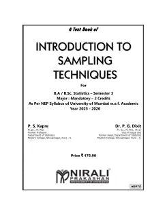 INTRODUCTION TO SAMPLING TECHNIQUES : Statistics for SY BA BSc Semester 3 | P.S. Kapre, Dr. P.G. Dixit | Nirali Prakashan