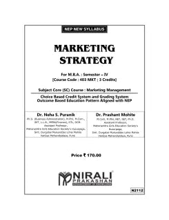 MARKETING STRATEGY for MBA Semester 4 | Dr. Neha Puranik | Nirali Prakashan