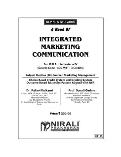 INTEGRATED MARKETING COMMUNICATION for MBA Semester 4 | Dr. Pallavi Kulkarni | Nirali Prakashan