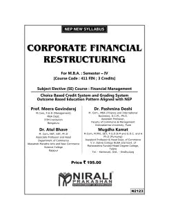 CORPORATE FINANCIAL RESTRUCTURING for MBA Semester 4 | Prof. Meera Govindaraj | Nirali Prakashan