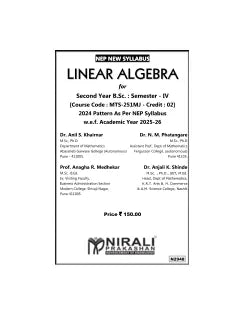 LINEAR ALGEBRA (MTS-251 MJ) for SY BSc Semester 4 | Dr. Anil S. Khairnar | Nirali Prakashan