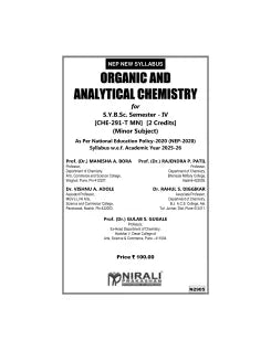 ORGANIC AND ANALYTICAL CHEMISTRY (CHE-291-T-MN: Minor) for SY BSc Semester 4 | Prof. Dr. Manisha A. Bora | Nirali Prakashan