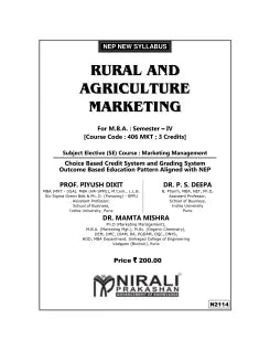 RURAL AND AGRICULTURE MARKETING for MBA Semester 4 | Prof. Piyush Dixit | Nirali Prakashan